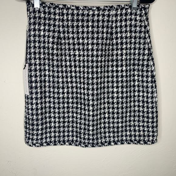 NWT Maison d'Amelie Paris Houndstooth Mini  Skirt Sz 4 Front Zip - Picture 1 of 5